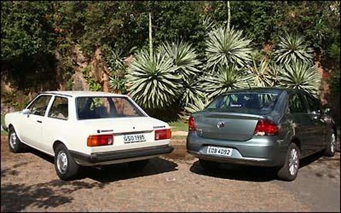 Evolu��o da esp�cie: lado a lado, � n�tida a evolu��o do Volkswagen Voyage nas duas gera��es