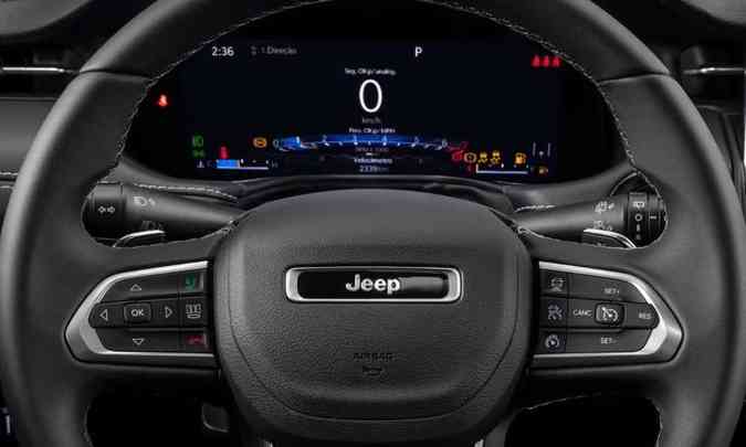 O painel totalmente digital tem tela de 10,25 polegadas e possibilita diferentes configurações(foto: Jeep/Divulgação)
