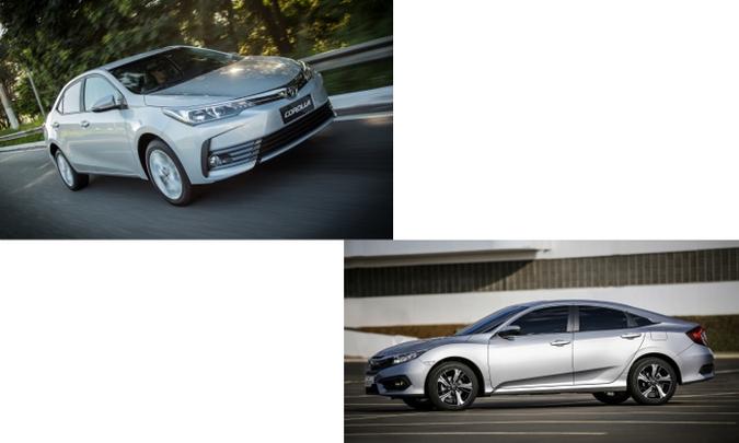 (foto: Colagem com fotos de divulgação da Toyota e Honda) (foto: Colagem com fotos de divulgação da Toyota e Honda)