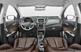 Novo acabamento interno em couro marrom  top(foto: Hyundai/ divulgao)