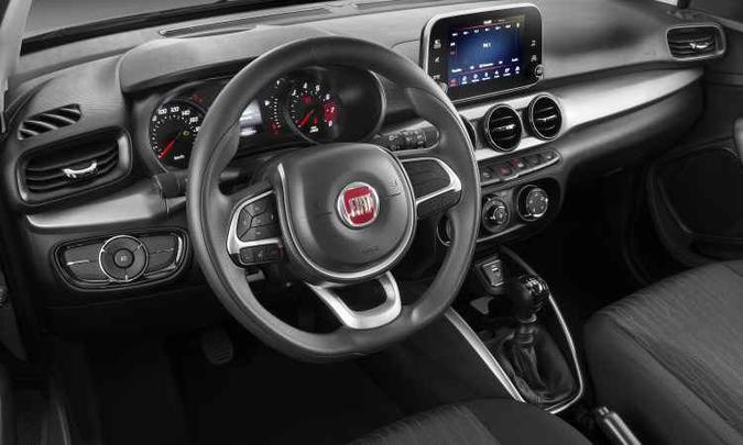O sistema multimídia é opcional nesta versão 1.0 Drive(foto: Fiat/Divulgação) O sistema multimídia é opcional nesta versão 1.0 Drive(foto: Fiat/Divulgação)