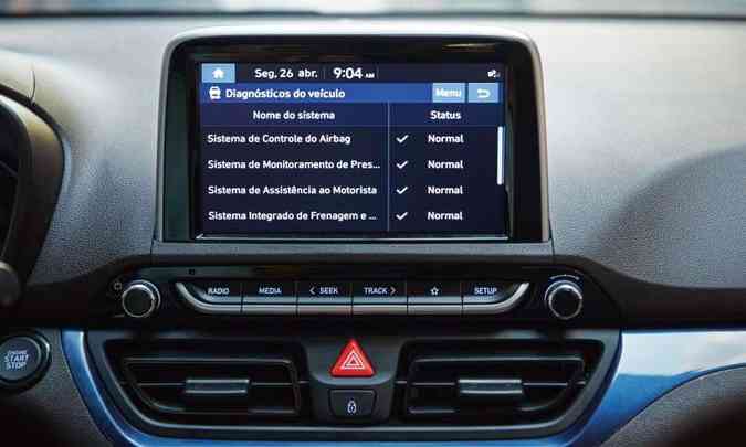 O sistema permite fazer a checagem de vários componentes do automóvel(foto: Hyundai/Divulgação)