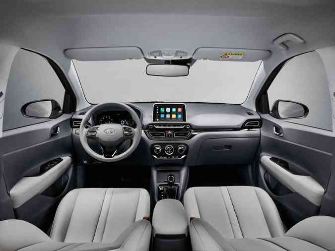 Interior do HB20S com acabamento em cinza(foto: Hyundai/Divulgao)
