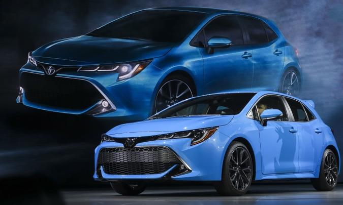 A Toyota apresenta o Corolla hatch, que dá a dica de como será a nova geração do sedã no Brasil(foto: Drew Angerer/AFP) A Toyota apresenta o Corolla hatch, que dá a dica de como será a nova geração do sedã no Brasil(foto: Drew Angerer/AFP)