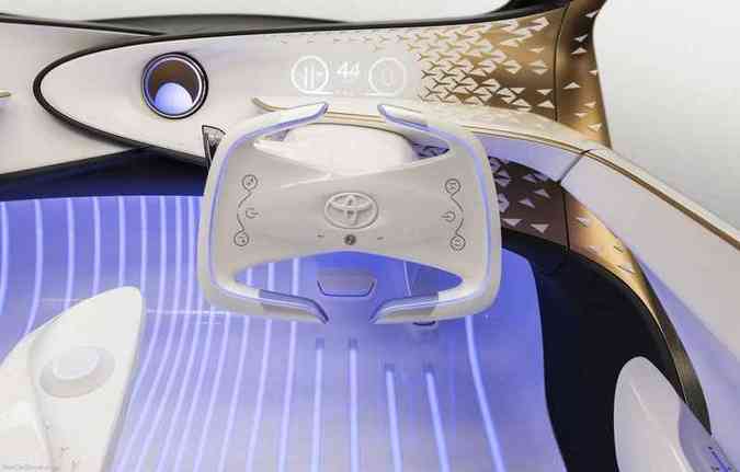 Na parte interna, o Concept-i concentra luzes, sons e toques como fatores de comunicao com o motorista e passageiro(foto: Toyota/Divulgao)