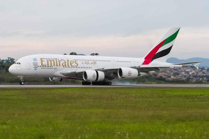 Airbus A380 da Emirates no Aeroporto Internacional de São Paulo (GRU)Rodrigo Cozzato/Divulgação GRU Airport Airbus A380 da Emirates no Aeroporto Internacional de São Paulo (GRU)Rodrigo Cozzato/Divulgação GRU Airport
