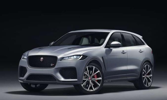 O destaque da Jaguar é o F-Pace SVR, versão equipada com motor V8 de 550cv(foto: Jaguar/Divulgação) O destaque da Jaguar é o F-Pace SVR, versão equipada com motor V8 de 550cv(foto: Jaguar/Divulgação)