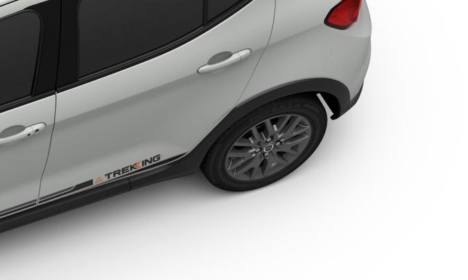 Rodas de liga leve pintadas em cinza e faixa adesiva com a inscrição Trekking nas laterais(foto: Fiat/Divulgação) Rodas de liga leve pintadas em cinza e faixa adesiva com a inscrição Trekking nas laterais(foto: Fiat/Divulgação)