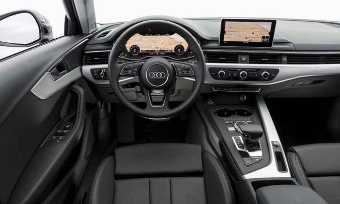 Quadro de instrumentos digital configurável de 12,3 polegadas se destaca no painel(foto: Audi/Divulgação) Quadro de instrumentos digital configurável de 12,3 polegadas se destaca no painel(foto: Audi/Divulgação)