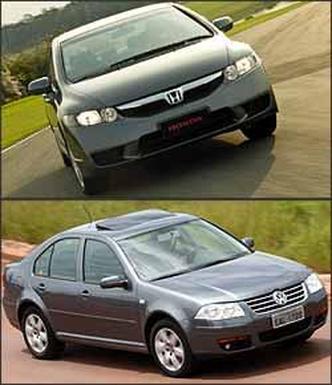 Civic est� entre os mais completos, mas � o de maior custo. J� o Bora tem interessante rela��o pre�o x itens de s�rie(foto: Caio Mattos/Honda/Divulga��o - 12/1/09 / Marlos Ney Vidal/EM/D. A Press - 21/2/08)