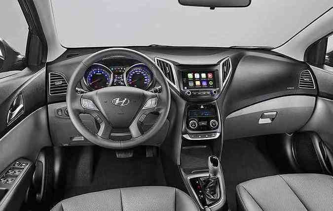 Interior  sofisticado e tem tela centralizada(foto: Hyundai/divulgao )