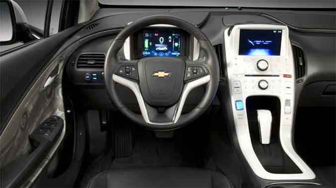 Console agrupa a maioria dos comandos sensíveis ao toque e duas telas de LCD informam a propulsão(foto: Chevrolet/Divulgação) Console agrupa a maioria dos comandos sensíveis ao toque e duas telas de LCD informam a propulsão(foto: Chevrolet/Divulgação)